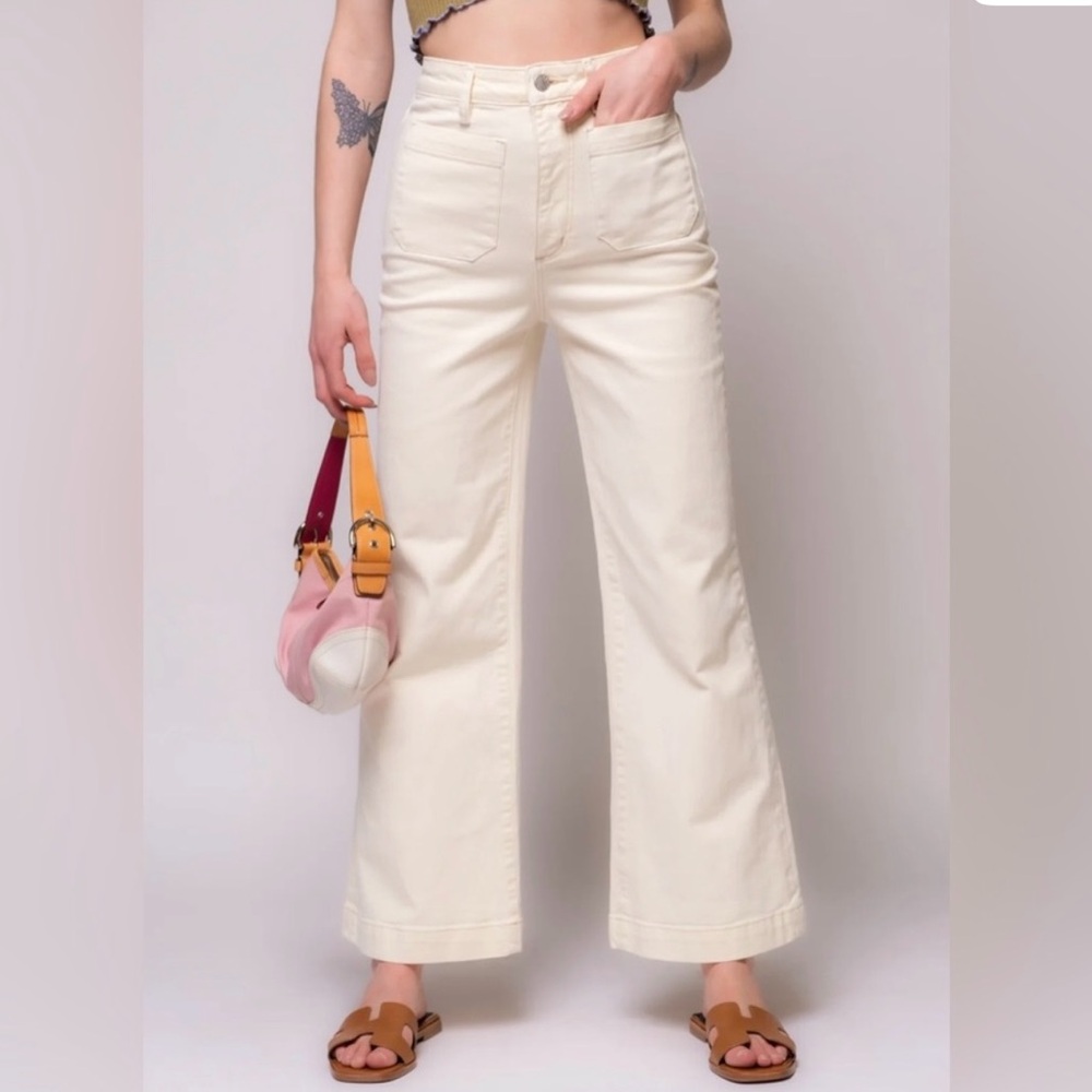 ROLLA'S Cream Wide Leg Flare Jeans